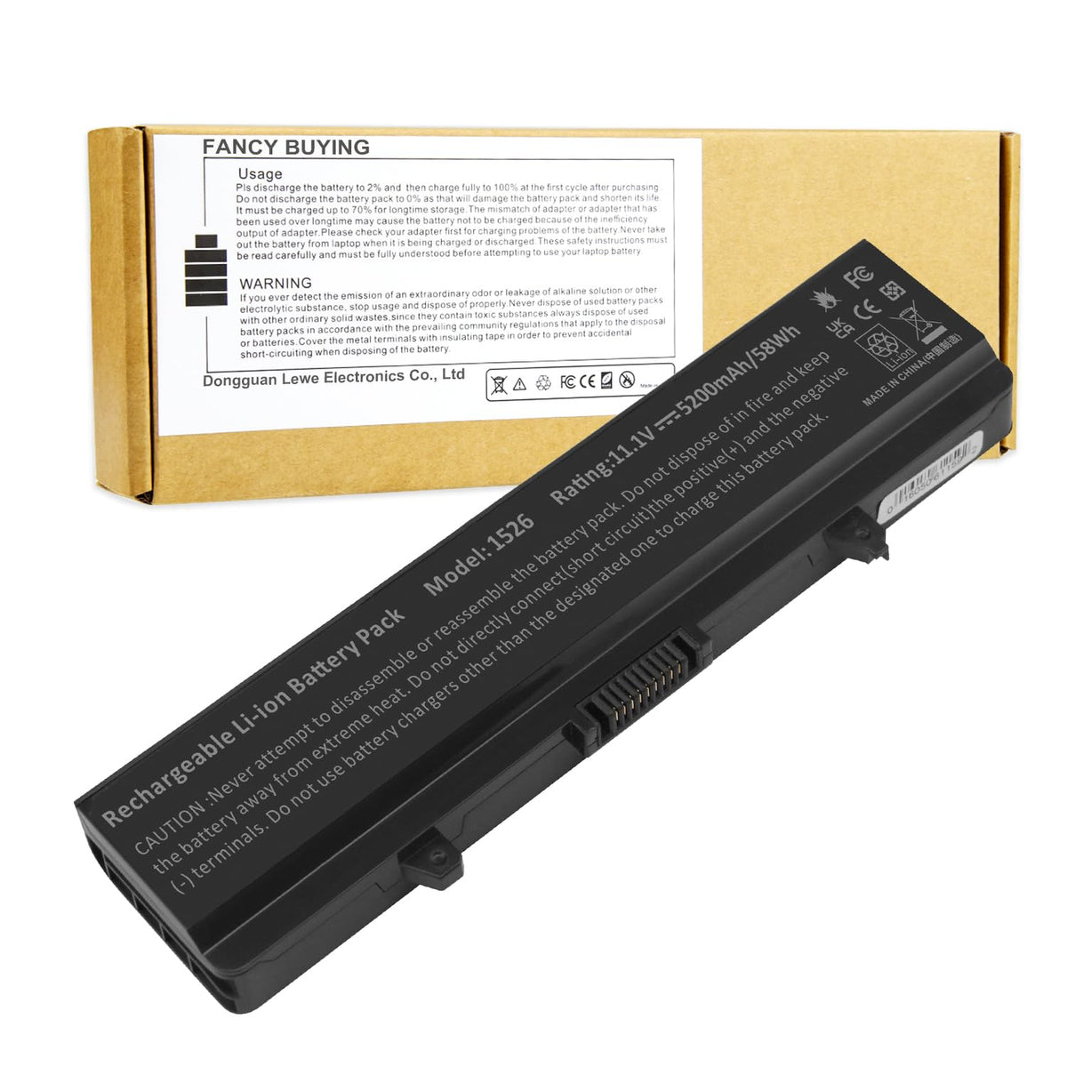 Fancy Buying front packaging showing replacement battery and benefit of easy swap