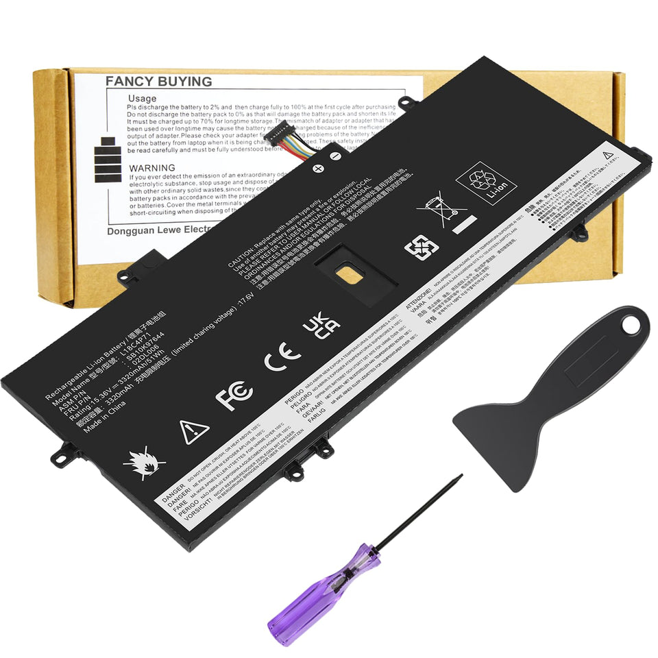 Fancy Buying front packaging showing L18C4P71 battery and included tools for easy replacement