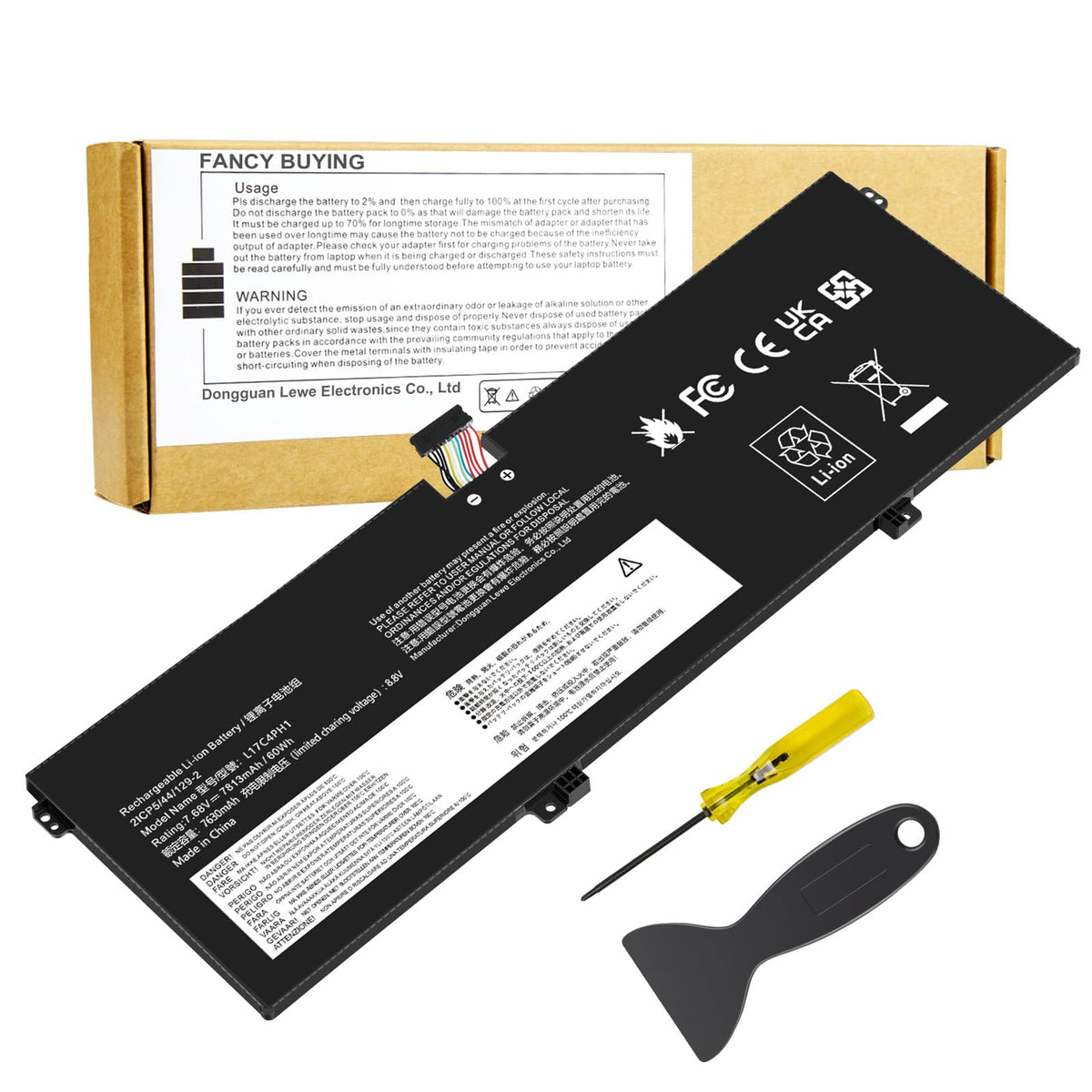 Fancy Buying front packaging showing replacement battery and model compatibility benefit