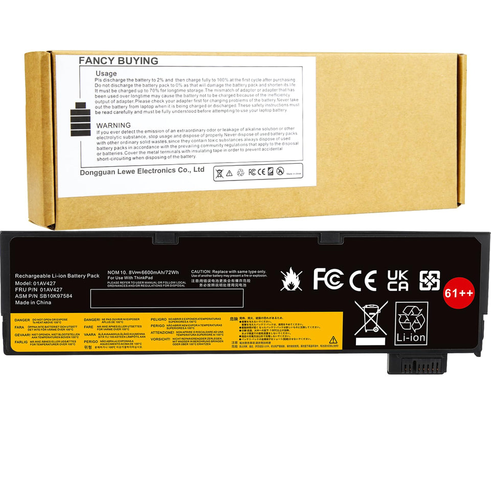 Fancy Buying battery front packaging showing Lenovo fit and benefit of clear model info