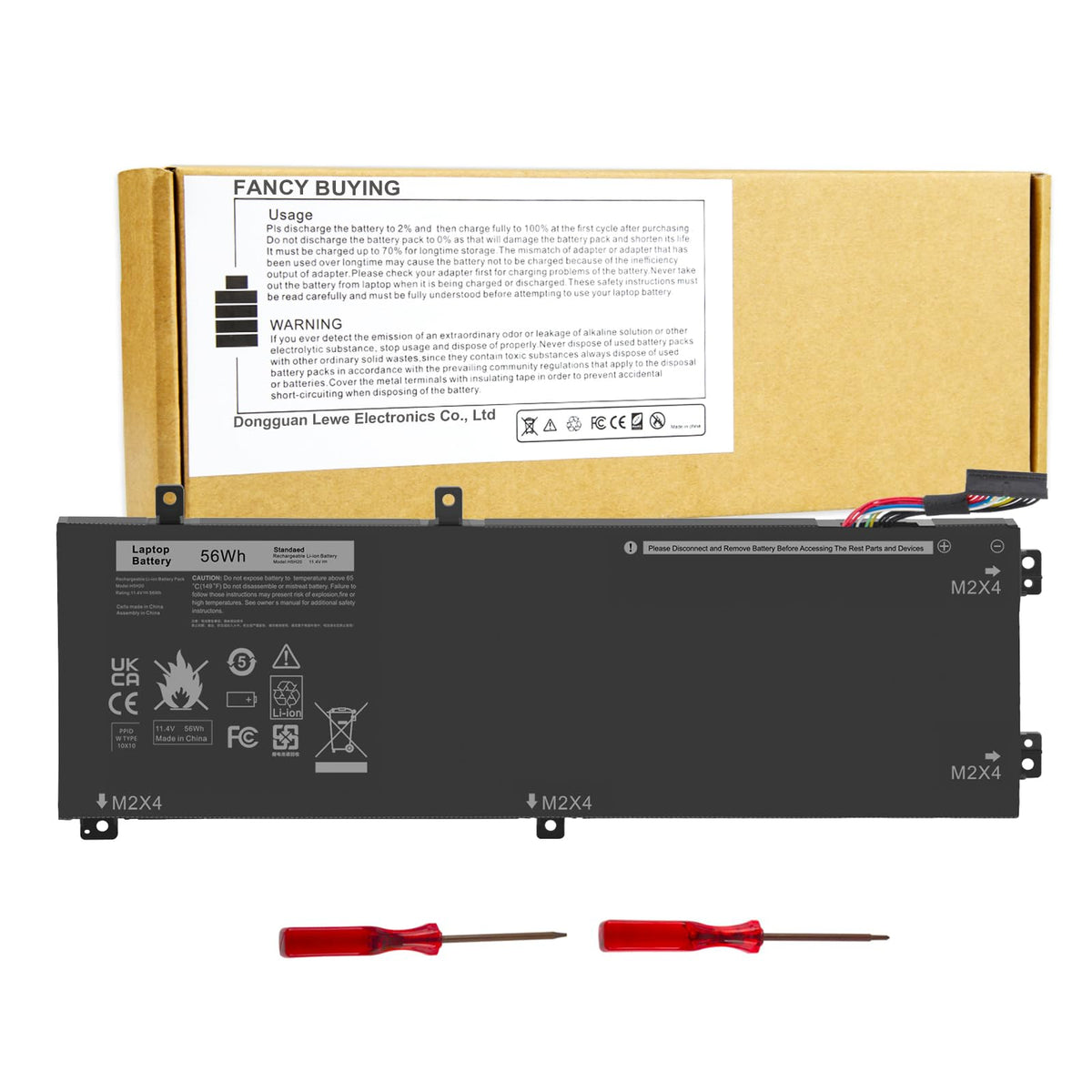 Fancy Buying front packaging showing replacement battery and model for quick identification