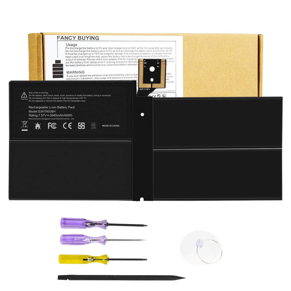 Fancy Buying front view of replacement battery showing compact form and fit benefit
