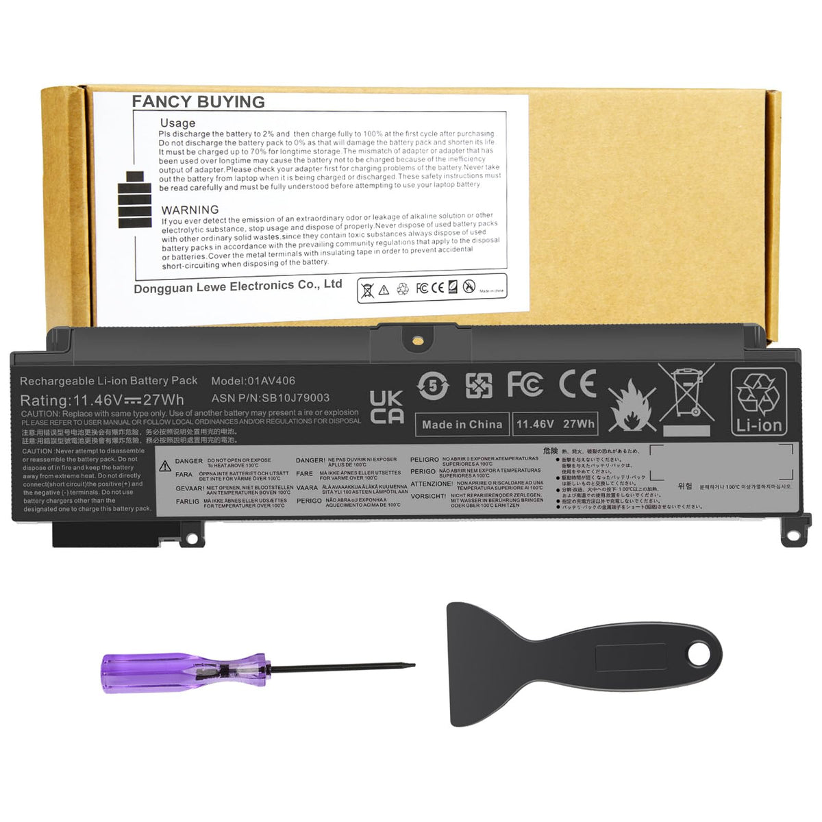 Fancy Buying front view of L16M3P73 battery showing form factor and secure fit benefit