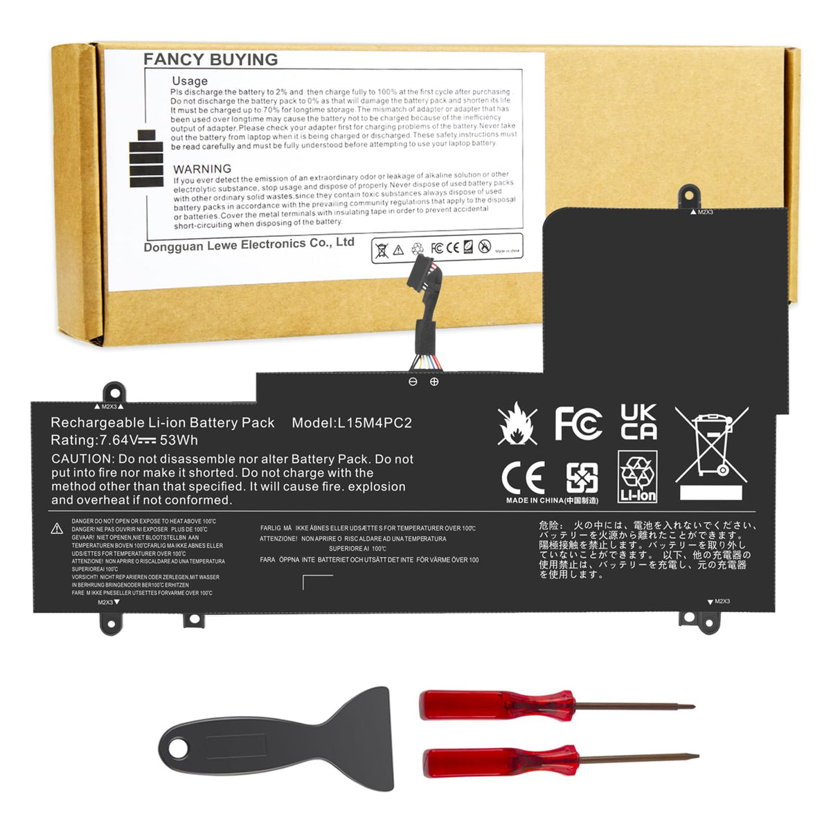 Fancy Buying front view of replacement battery showing full pack and model compatibility for accurate fit