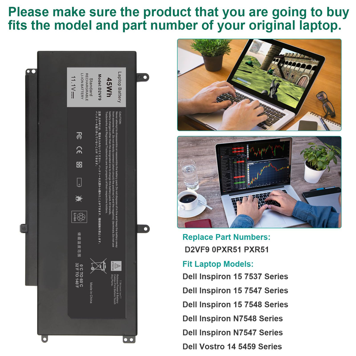 Fancy Buying battery installed in Dell Inspiron 15 demonstrating restored run time