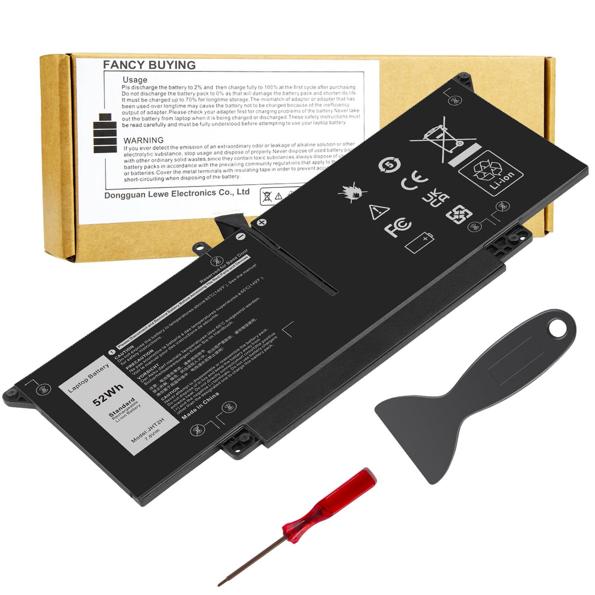 Fancy Buying battery front packaging showing model and capacity, boosts replacement confidence