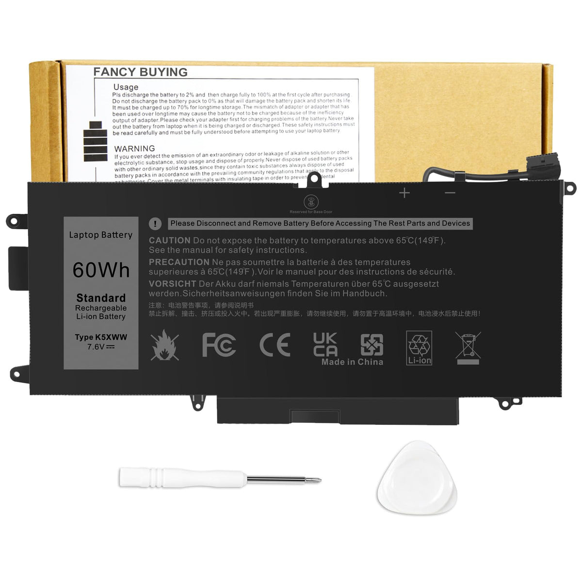 Fancy Buying K5XWW front view showing battery shape and OEM fit for quick identification