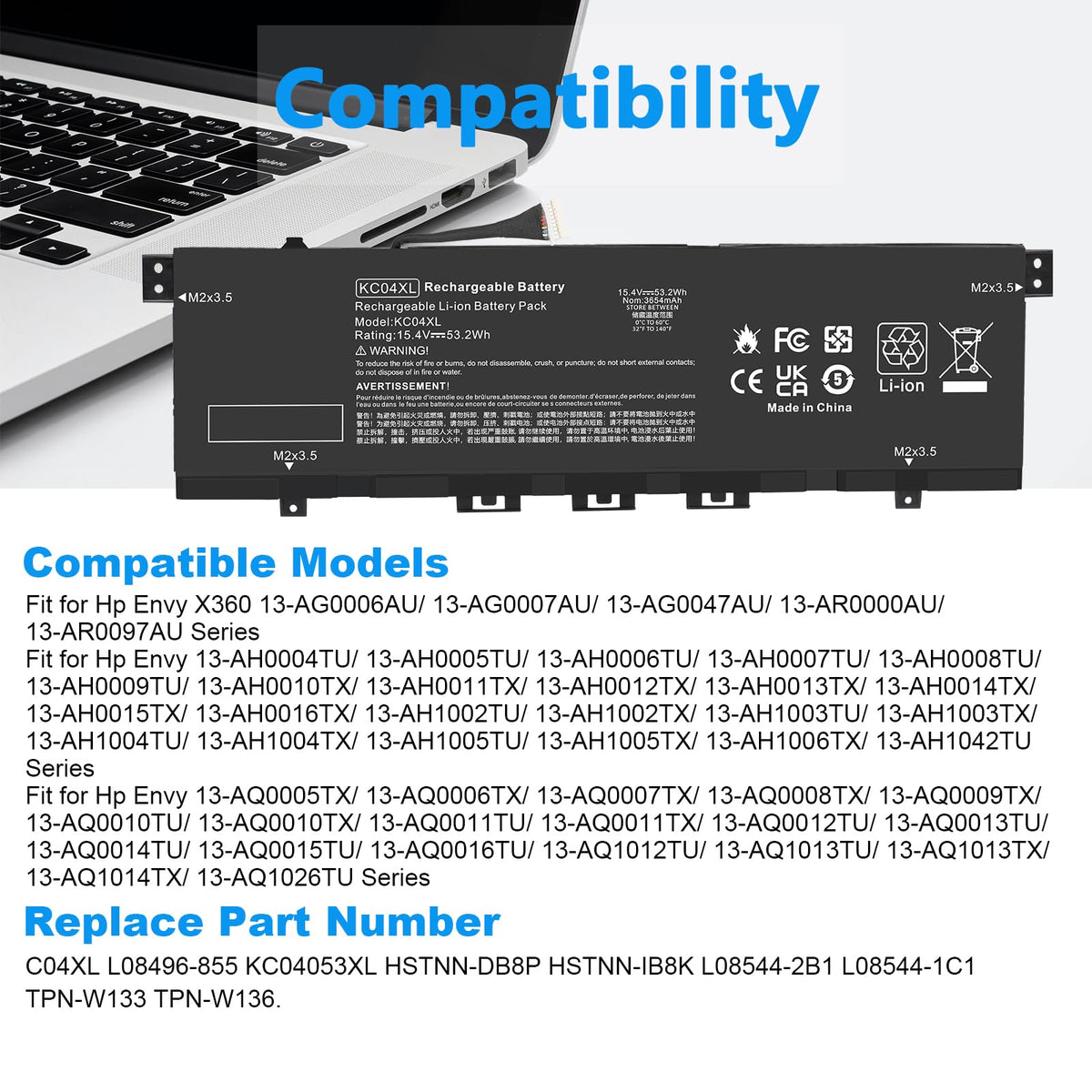 Fancy Buying KC04XL installed in HP Envy x360 demonstrating easy swap and restored runtime