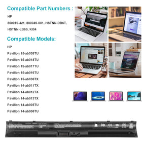 Fancy Buying KI04 14.8V label confirms correct voltage for compatible HP Pavilion models