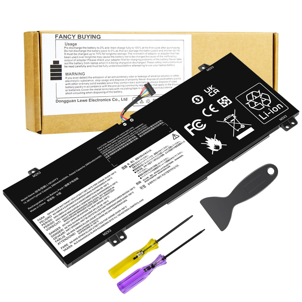 Fancy Buying front view of L18C4PF3 battery showing compact OEM-fit for reliable power