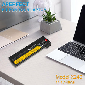 Fancy Buying battery in a laptop on a café table showing mobile productivity and extended runtime
