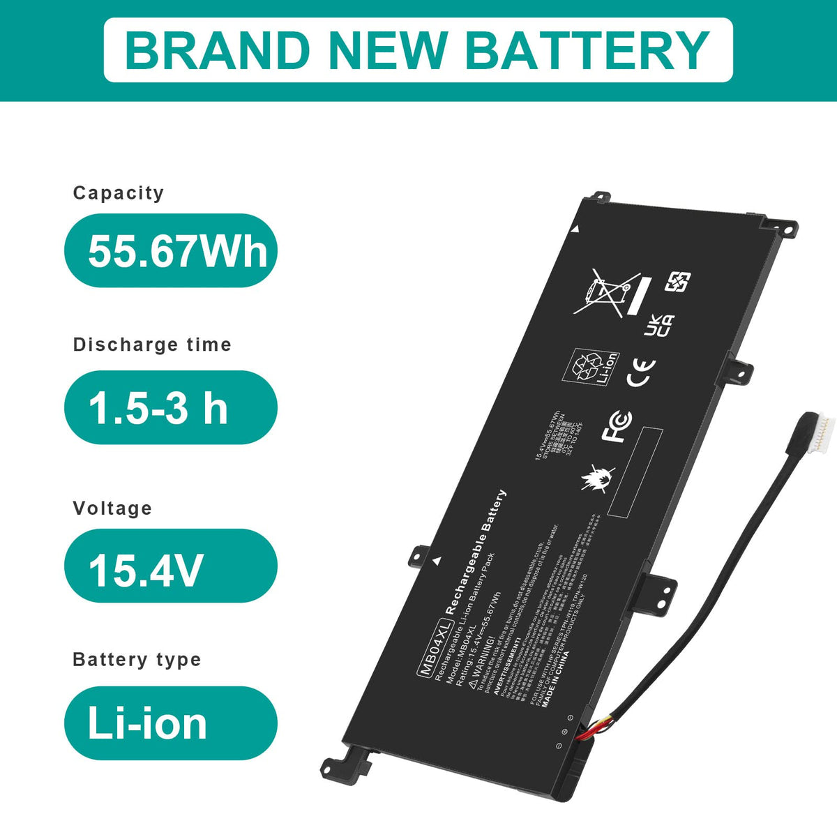 Fancy Buying MB04XL label close-up with clear compatibility and safety info