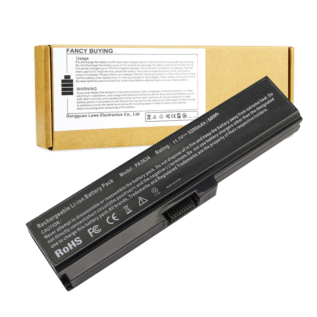 Fancy Buying PA3634U-1BAS battery front view, compact six-cell design.