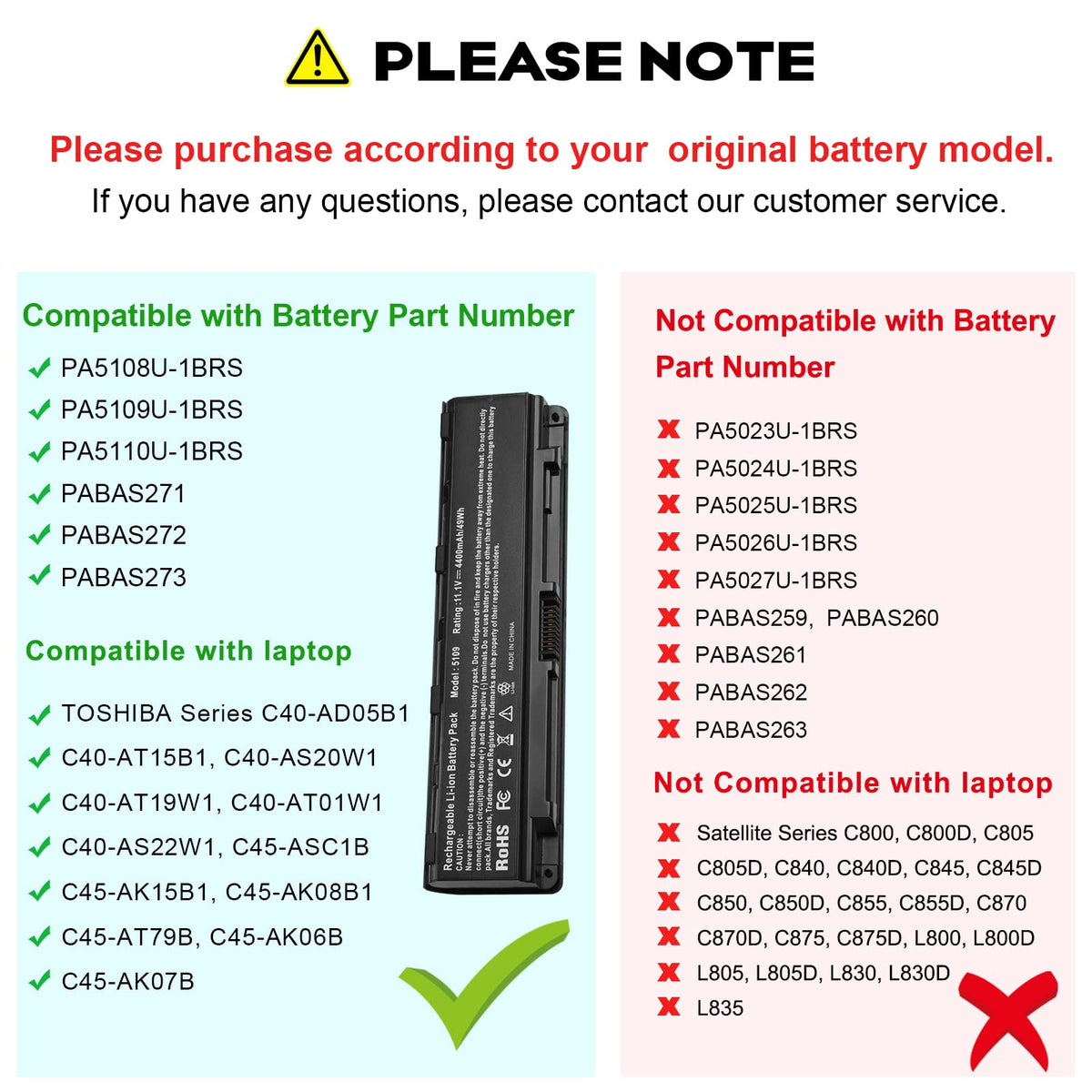 Fancy Buying back label close-up confirming part number and compatibility benefit