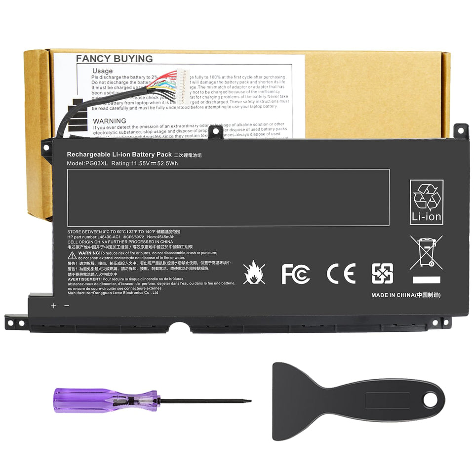 Fancy Buying battery front label showing model and voltage for easy identification and correct fit