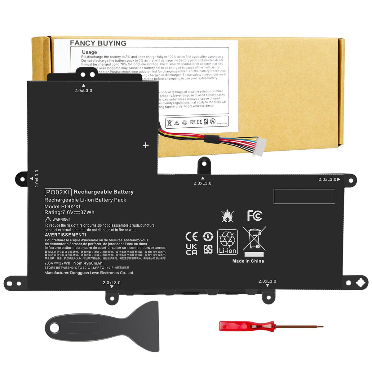 Fancy Buying PO02XL front view showing compact replacement battery and benefit longevity