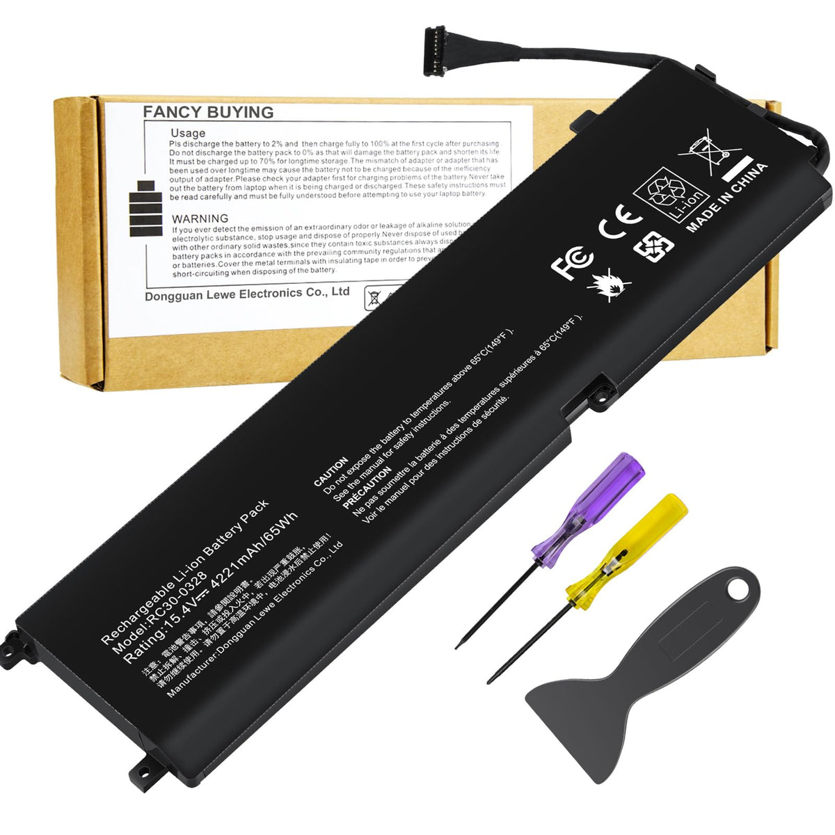 Fancy Buying front view of replacement battery showing form factor and fit benefit