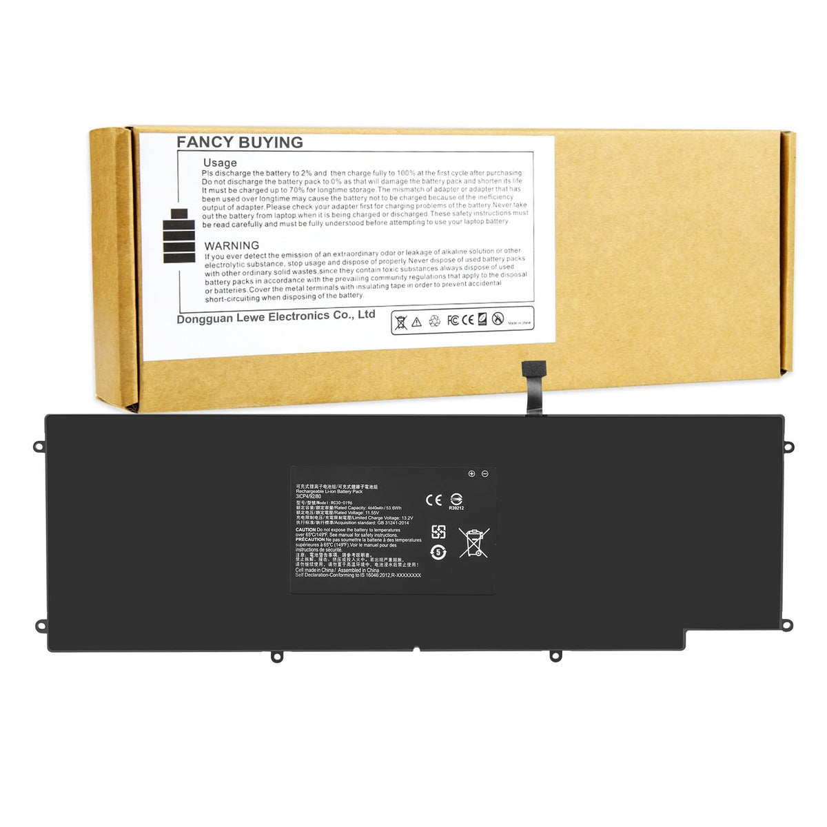 Fancy Buying front view of replacement battery showing model and fit benefit