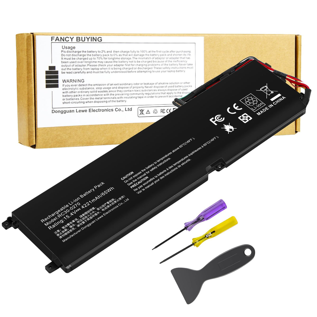Fancy Buying front view of RC30-0270 battery showing form factor and fit benefit