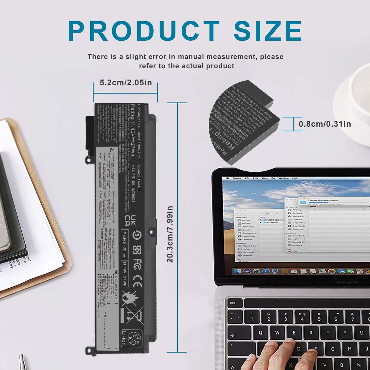 Fancy Buying battery held in hand for scale illustrating compact lightweight portability