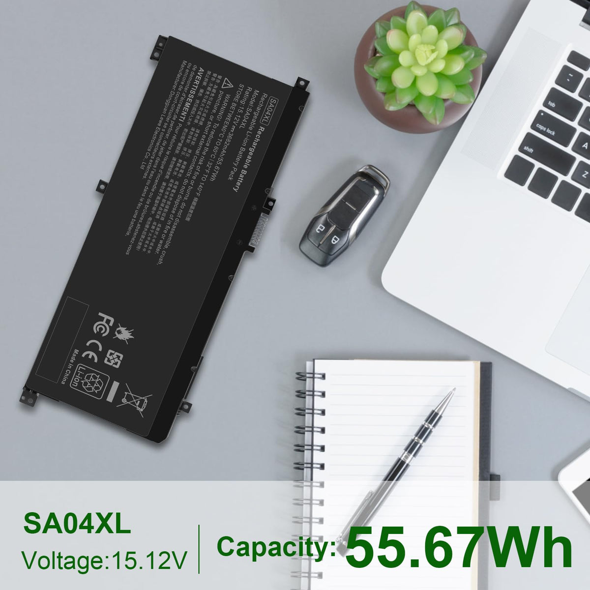 Fancy Buying side profile of SA04XL battery illustrating slim form factor and fit