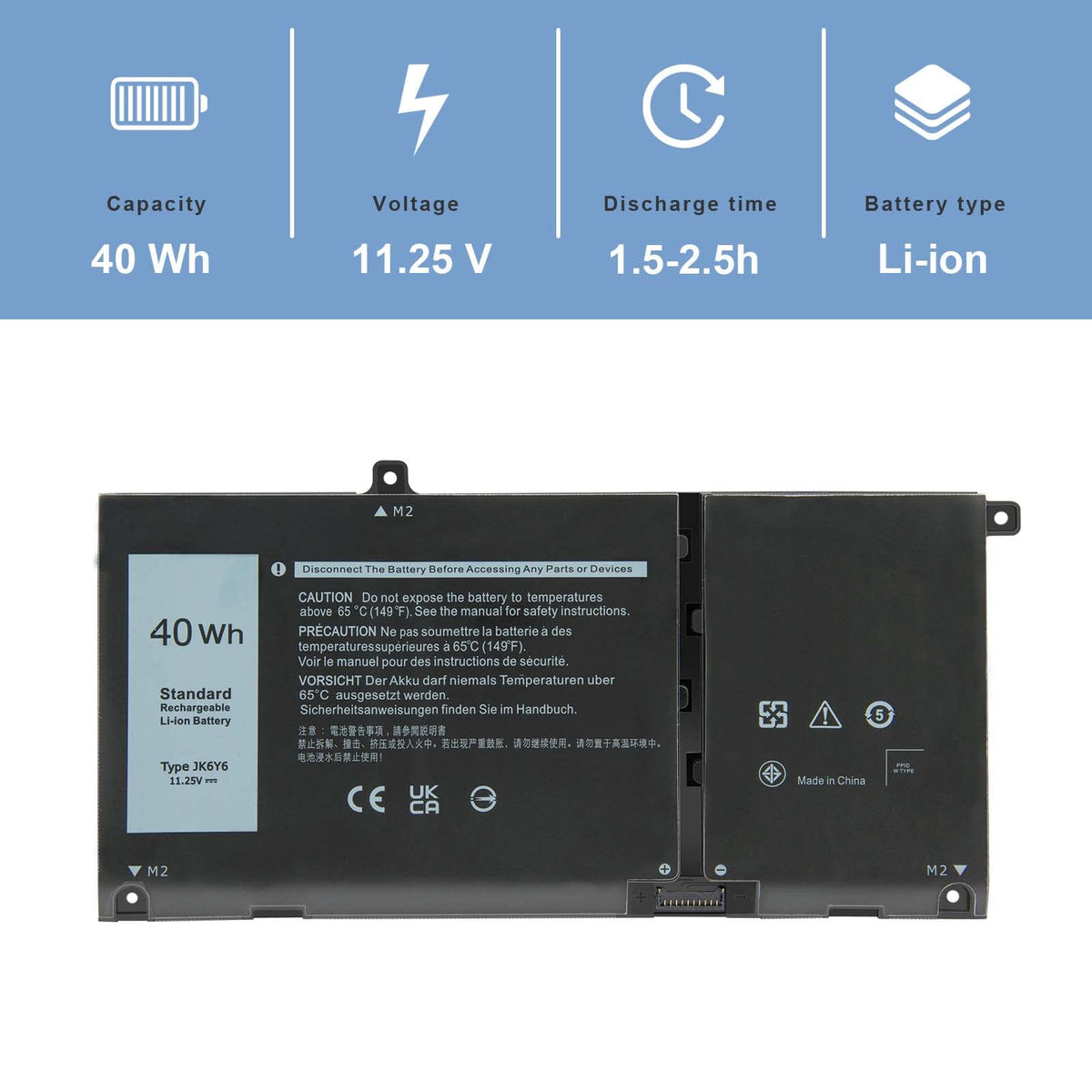Fancy Buying battery next to ruler showing compact 40Wh size for compatibility