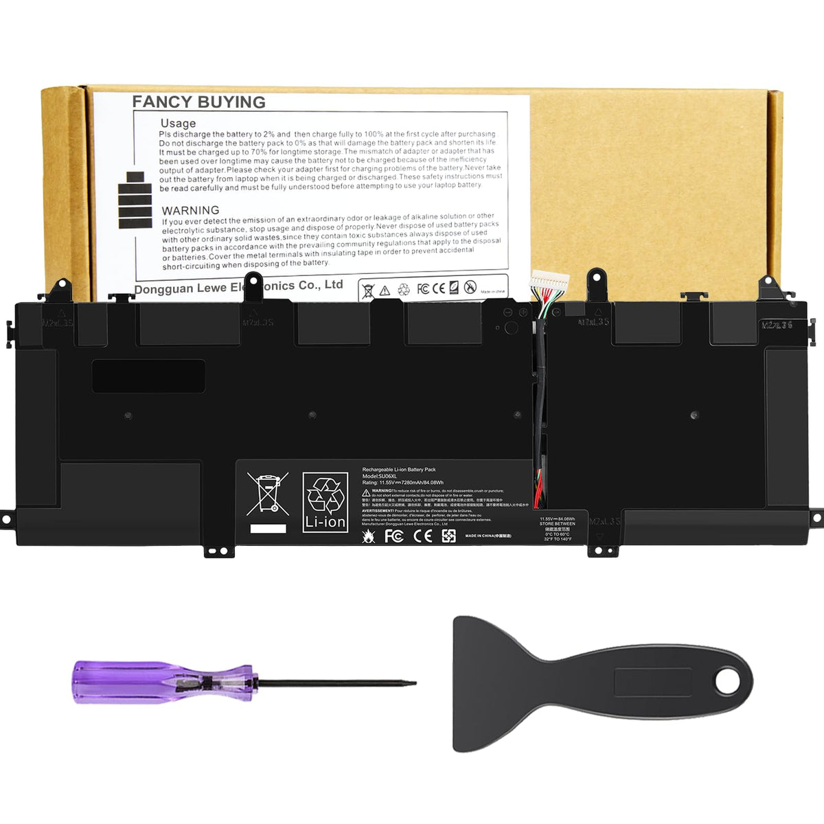 Fancy Buying SU06XL front packaging showing battery and benefits of compatibility