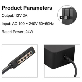 Fancy Buying Surface Pro 1 charger side view highlighting compact design for travel.