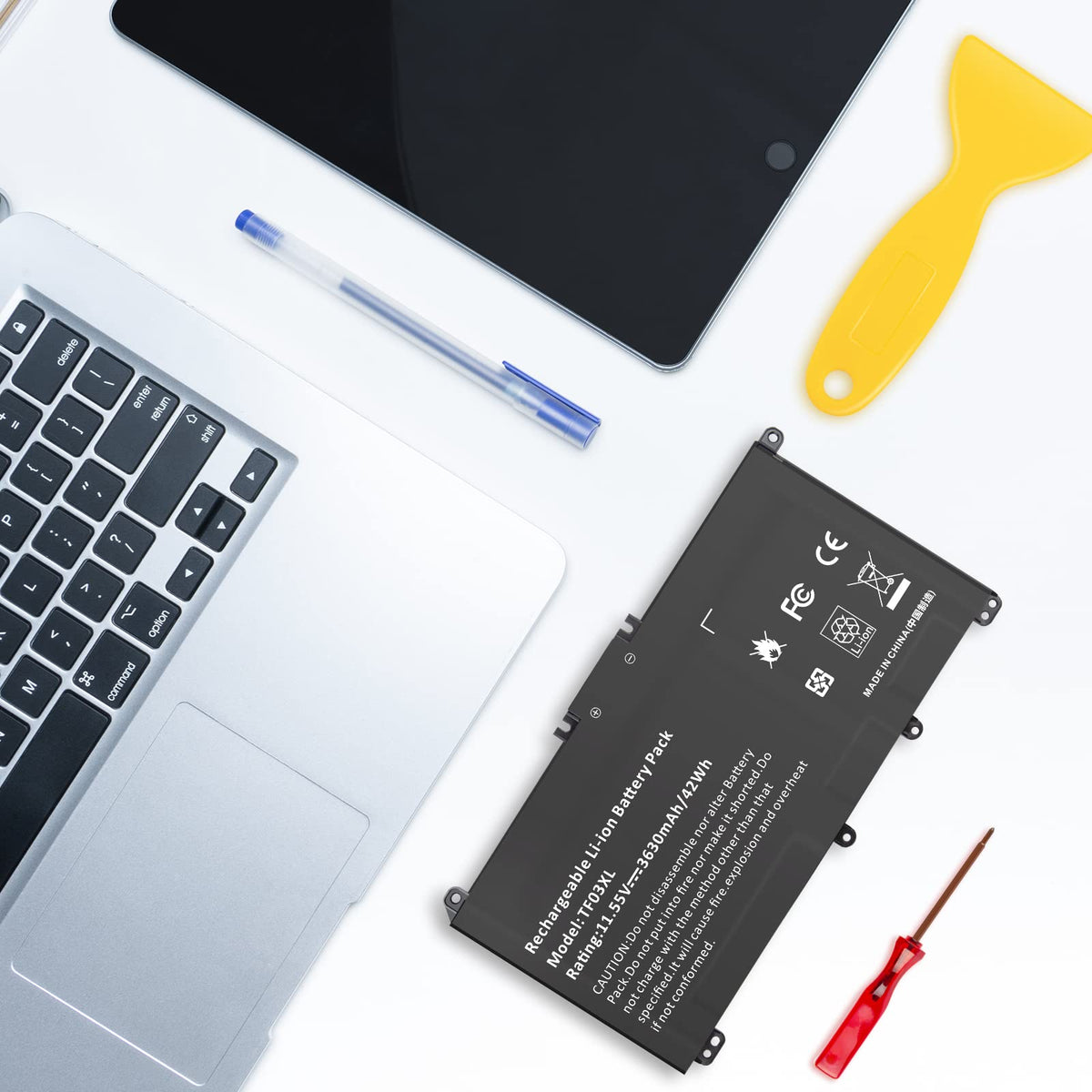 Fancy Buying TF03XL in a workspace setting showing extended battery life benefit