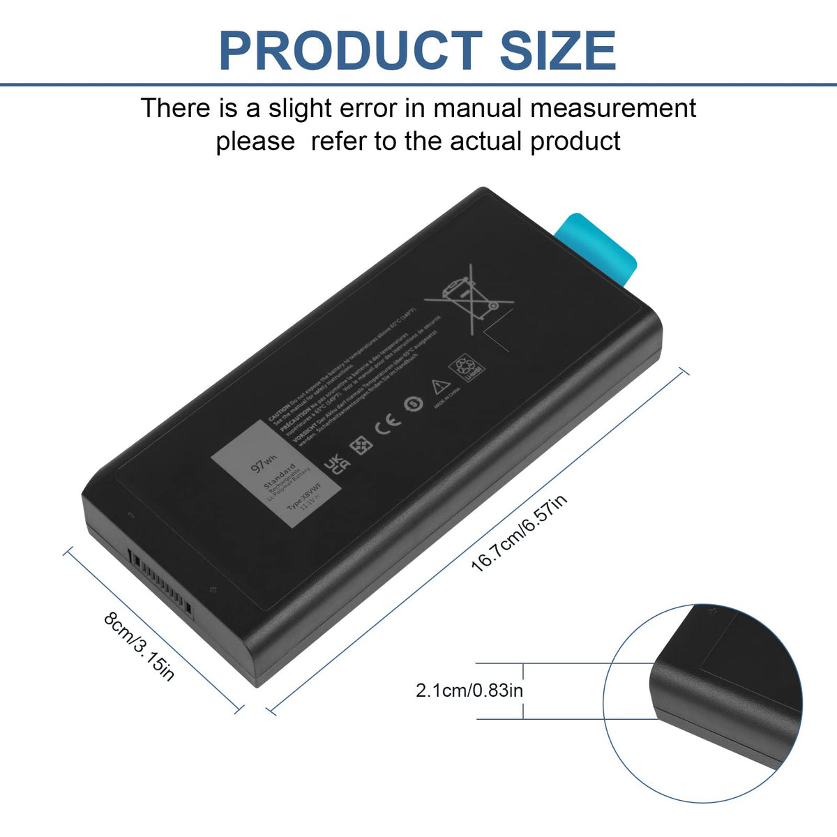 Fancy Buying top label closeup with 97Wh and 11.1V specs for quick identification