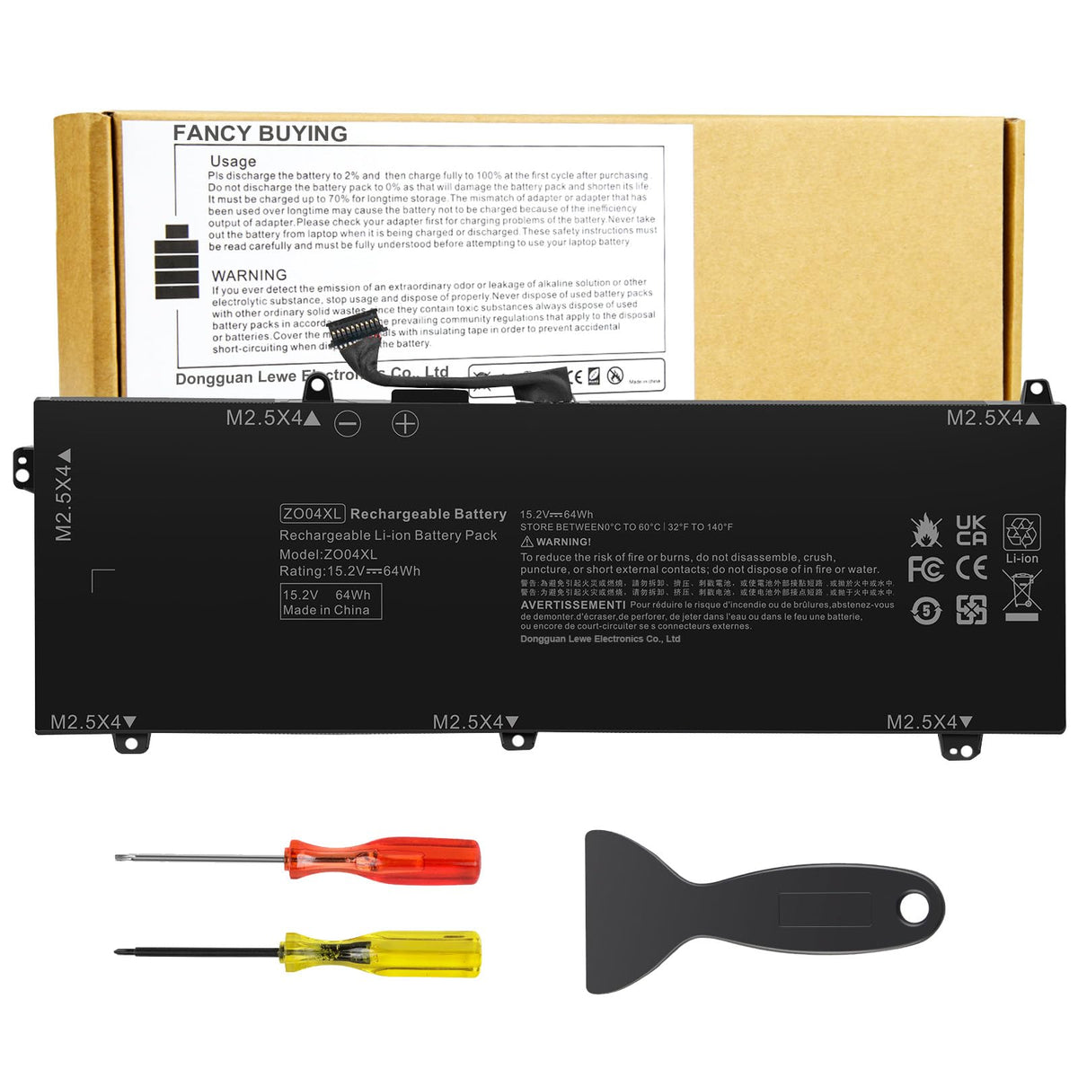 Fancy Buying front view of ZO04XL battery showing form and fit benefit
