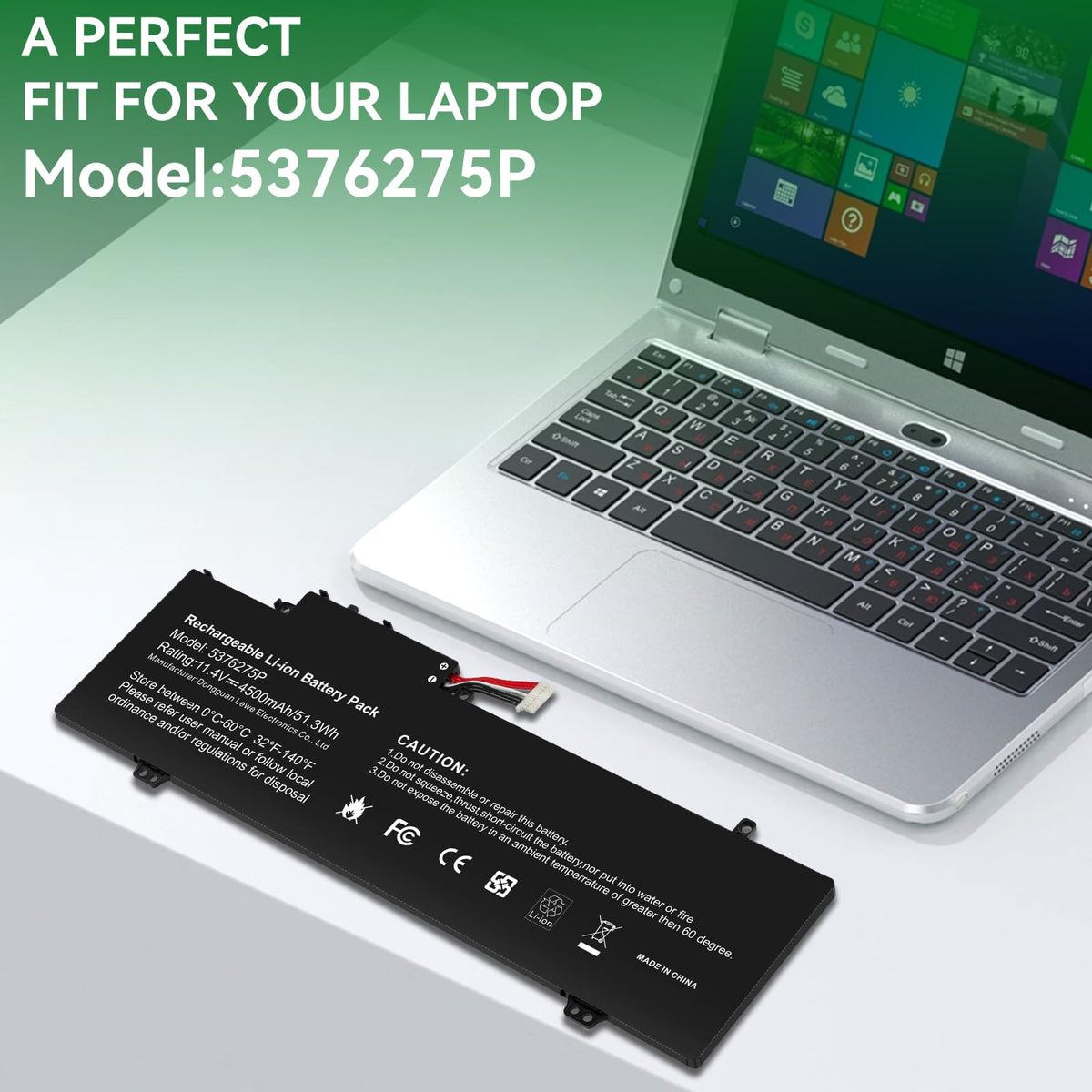 Fancy Buying battery in a home office scene illustrating restored laptop mobility