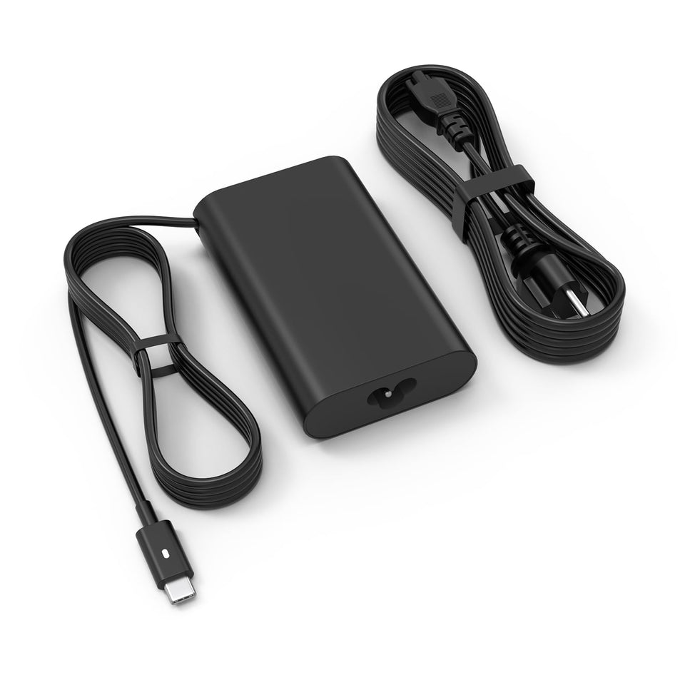 Fancy Buying 65W Dell USB-C charger front view; compact and reliable power.