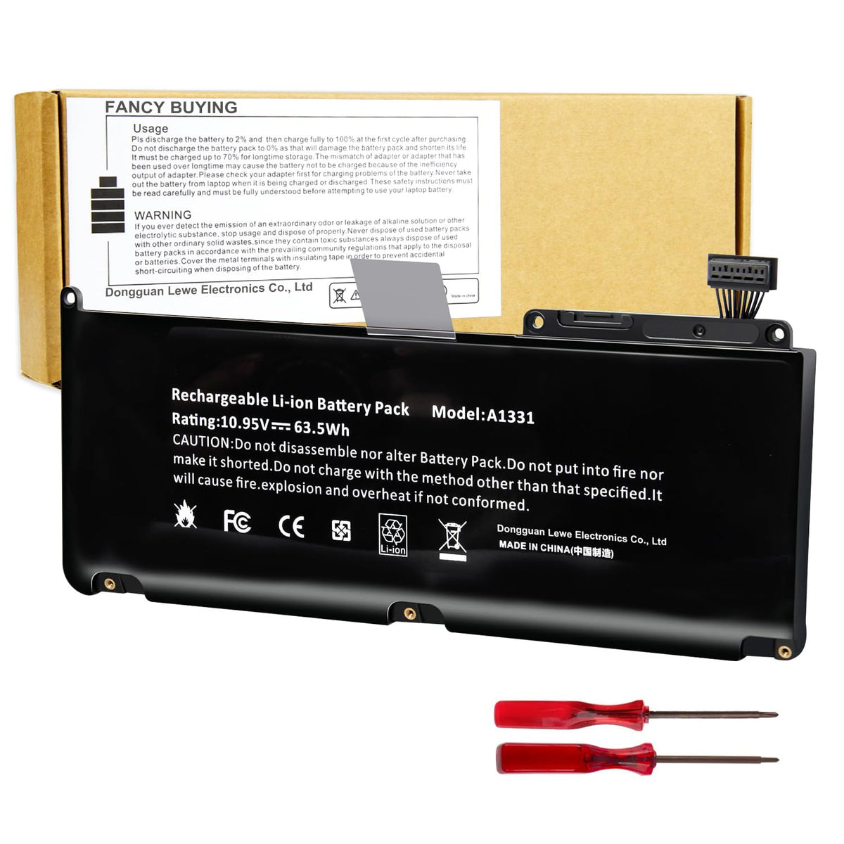 Fancy Buying front view of A1331 A1342 battery showing label and shape for easy identification