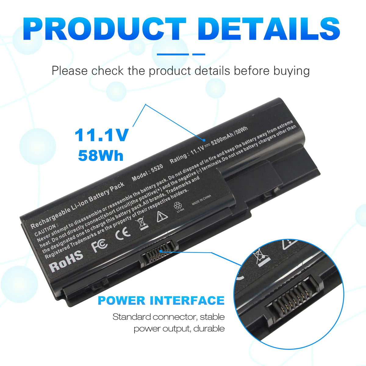 Fancy Buying battery back label with safety marks and verified compatibility benefit
