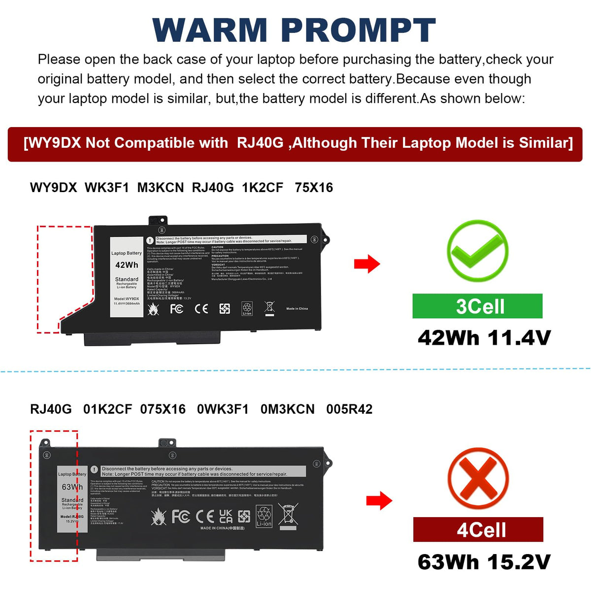 Fancy Buying close-up of battery label with specs for easy model verification benefit