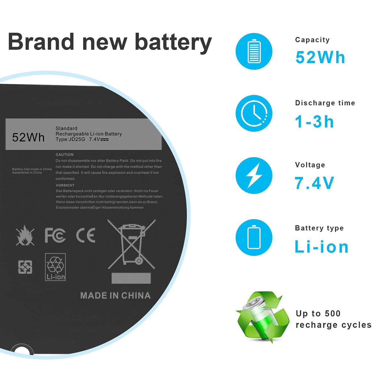 Fancy Buying battery side profile showing slim design and proper fit
