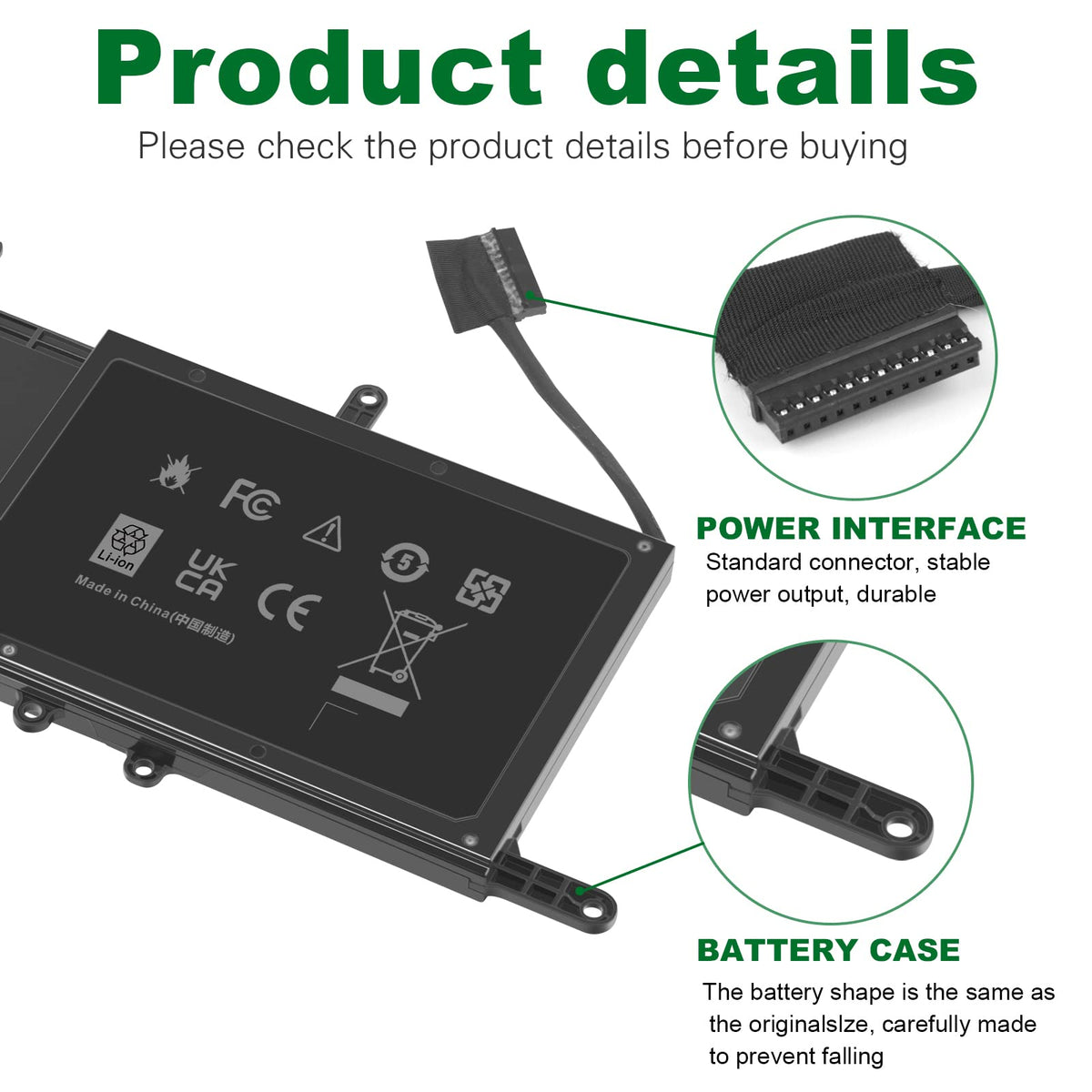 Fancy Buying battery side thickness beside ruler showing compact size advantage