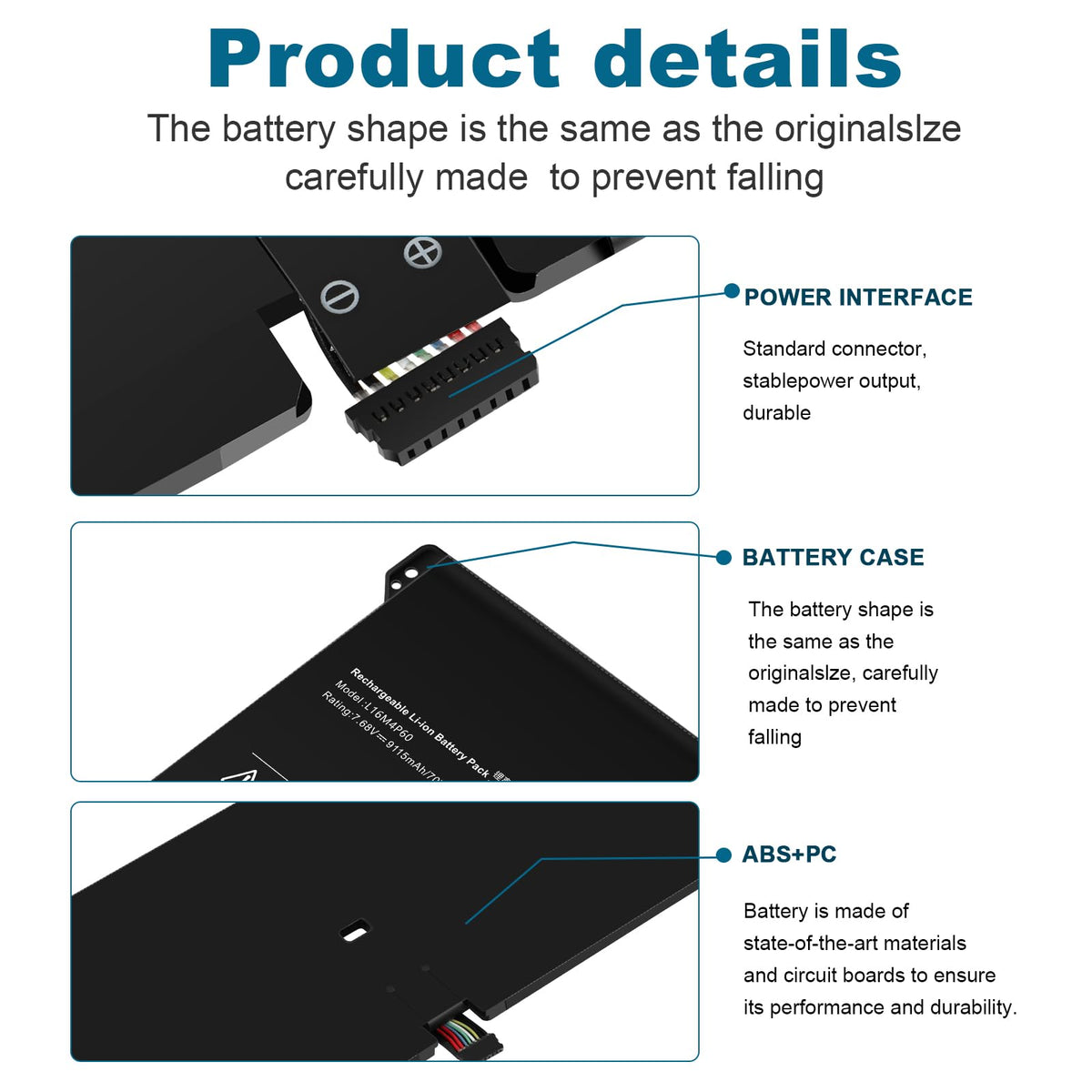 Fancy Buying detail of battery connector pins to confirm proper laptop connection and secure power