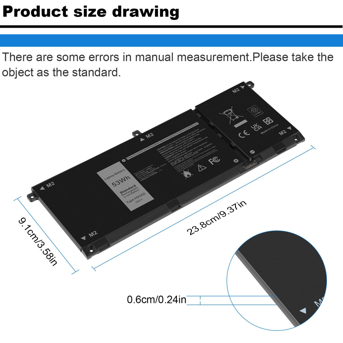 Fancy Buying battery top label close-up showing part numbers and fit details