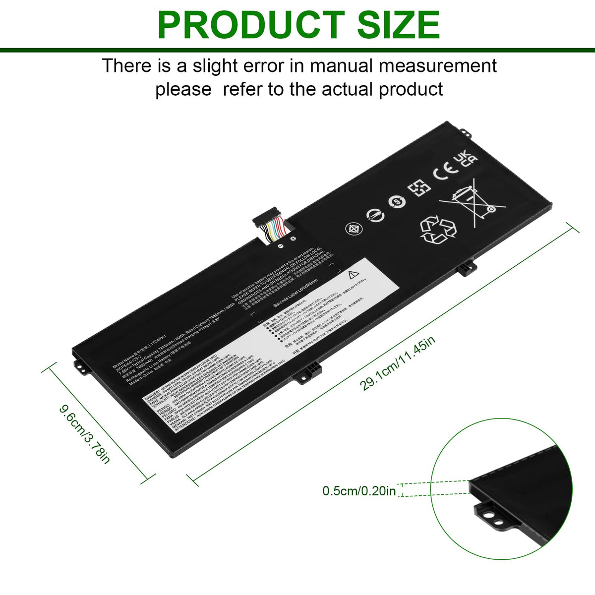 Fancy Buying closeup of top label showing voltage and capacity for verification