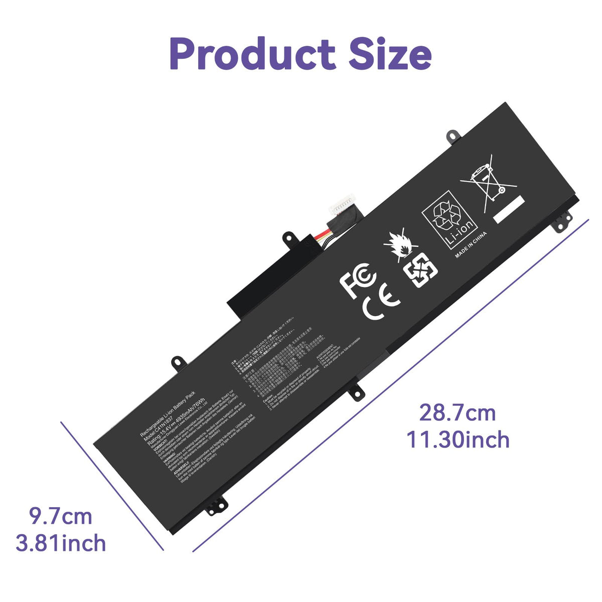 Fancy Buying closeup of battery top label showing voltage and capacity for accuracy