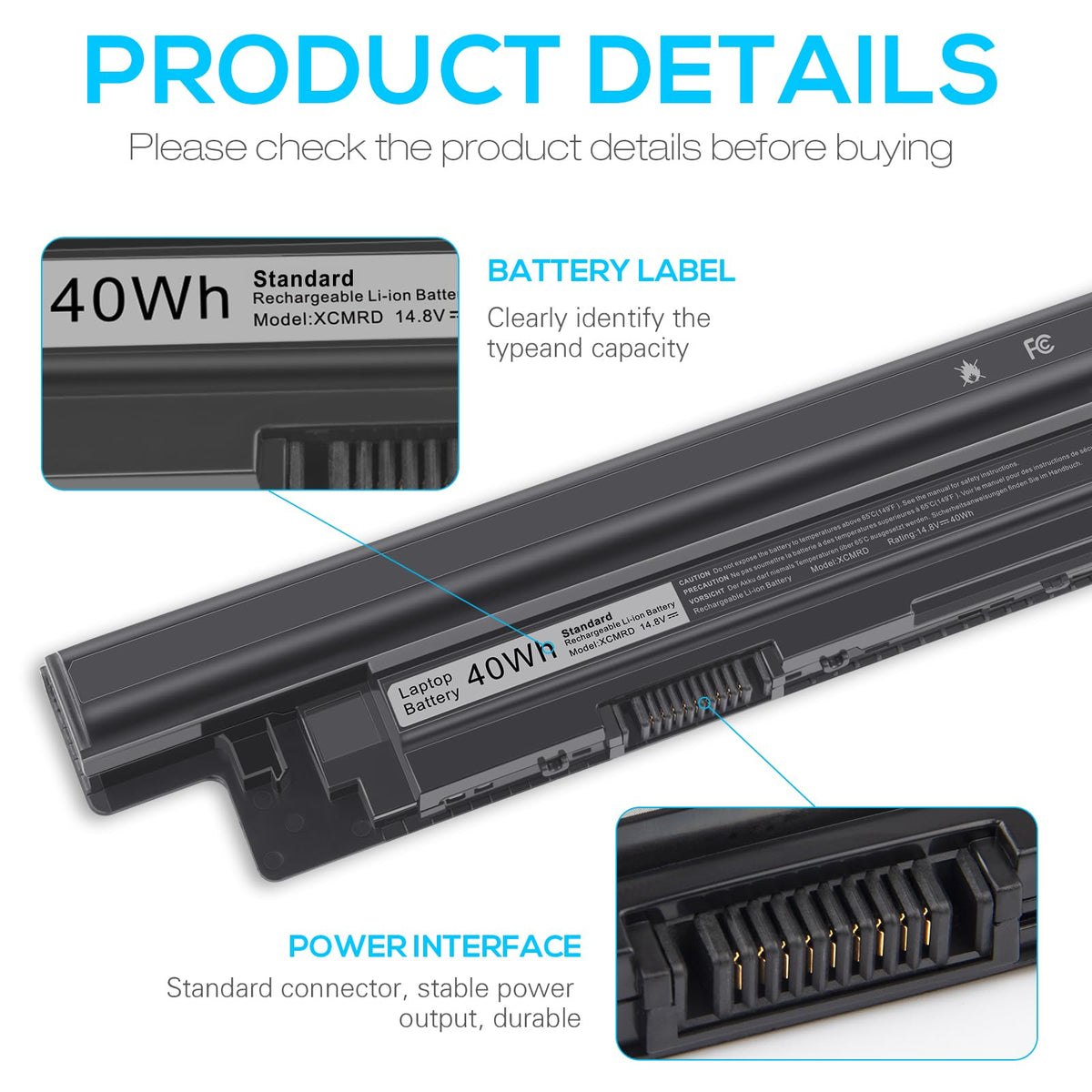 Fancy Buying Dell Inspiron 40Wh battery side ports detail for easy connections