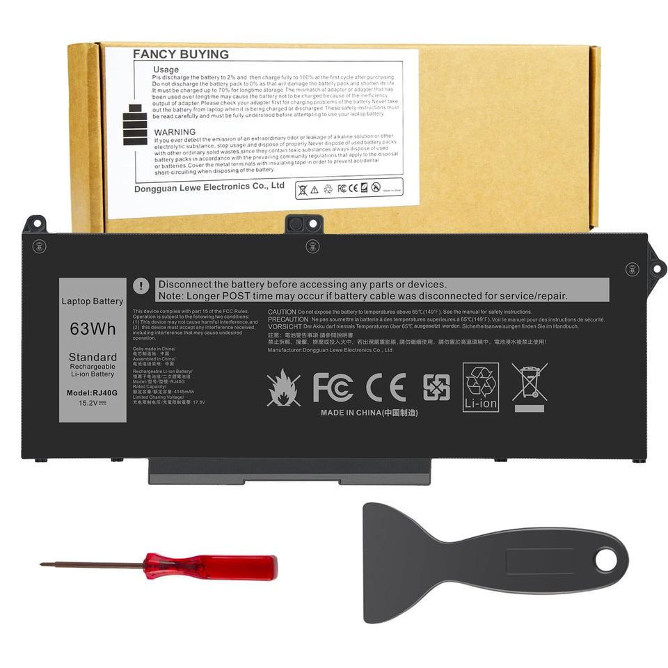 Fancy Buying front packaging showing RJ40G battery and model compatibility benefit