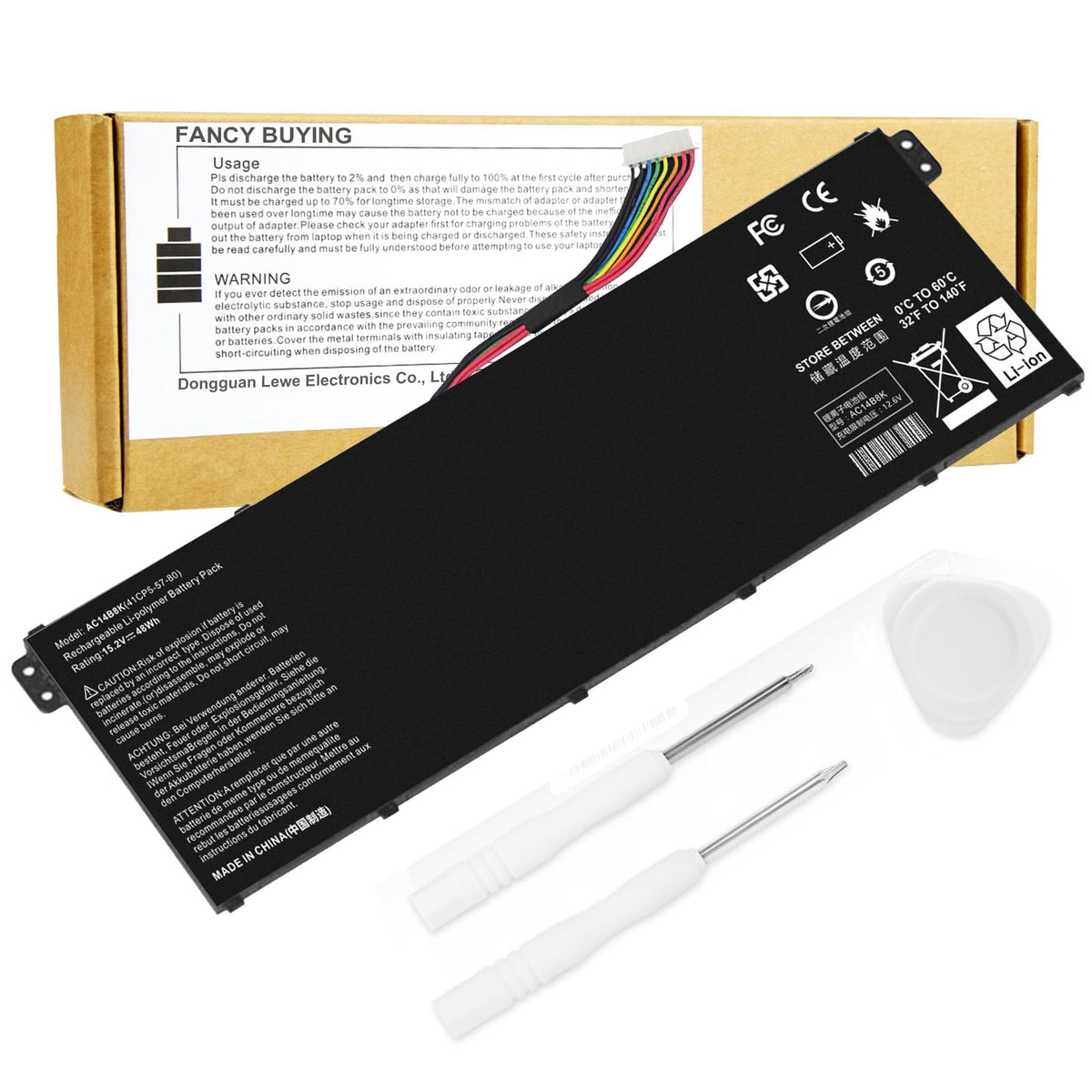 Fancy Buying front profile of AC14B8K battery showing OEM-like fit and reliable replacement