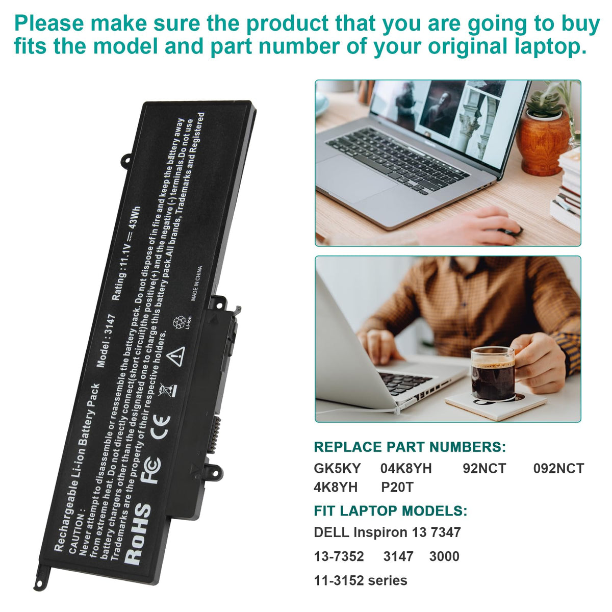 Fancy Buying GK5KY installed in a Dell Inspiron 13 showing restored battery life