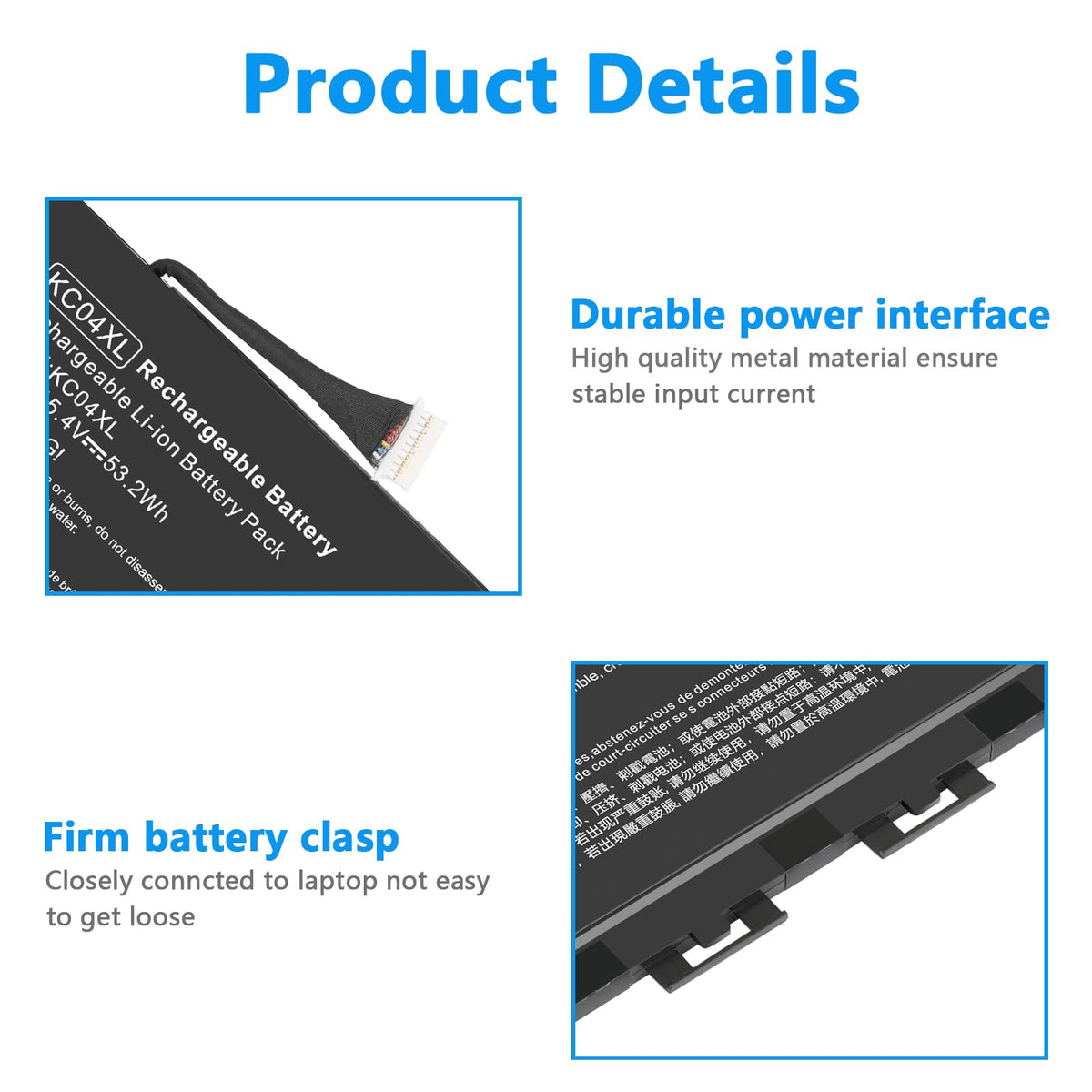Fancy Buying KC04XL cell assembly detail showing Li‑polymer construction for reliable power