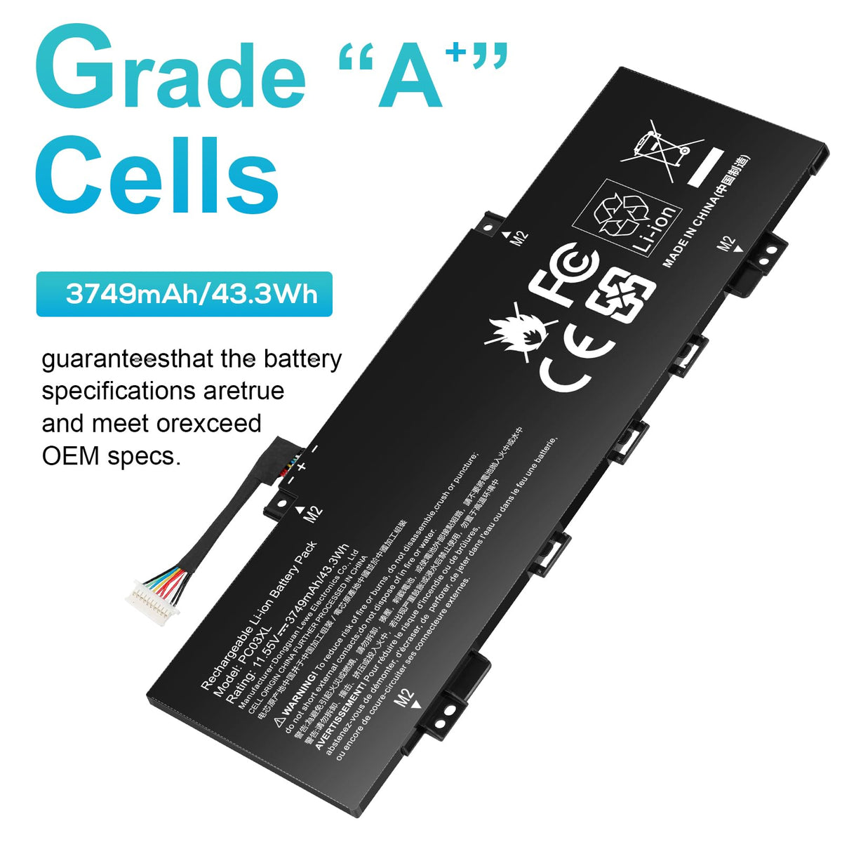 Fancy Buying battery next to ruler showing compact size and scale benefit