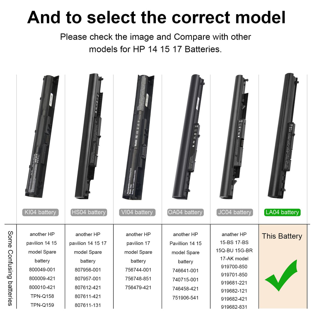Fancy Buying spare battery for HP LA04, side connectors showing compatibility
