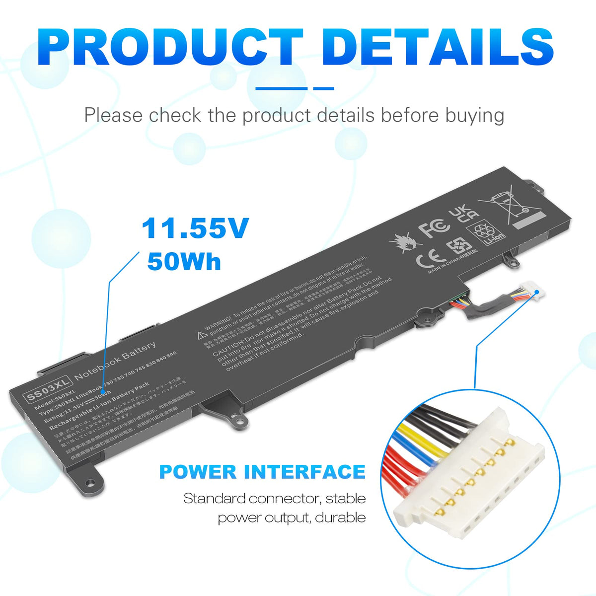 Fancy Buying battery thin side profile demonstrating compact design and light weight